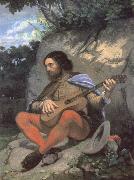 Gustave Courbet Young man in a Landscape or The Guitarreor oil painting artist